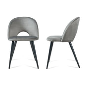 Set Karijoki di 2 Sedie Imbottite da Sala Pranzo Effetto Velluto - Grigio / Nero [en.casa]