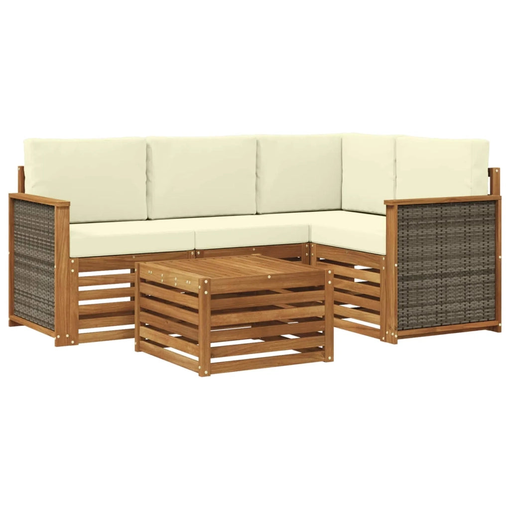 Set di divani da esterno 5 pcs Naturale e Crema 59 x 59 x 37 cm