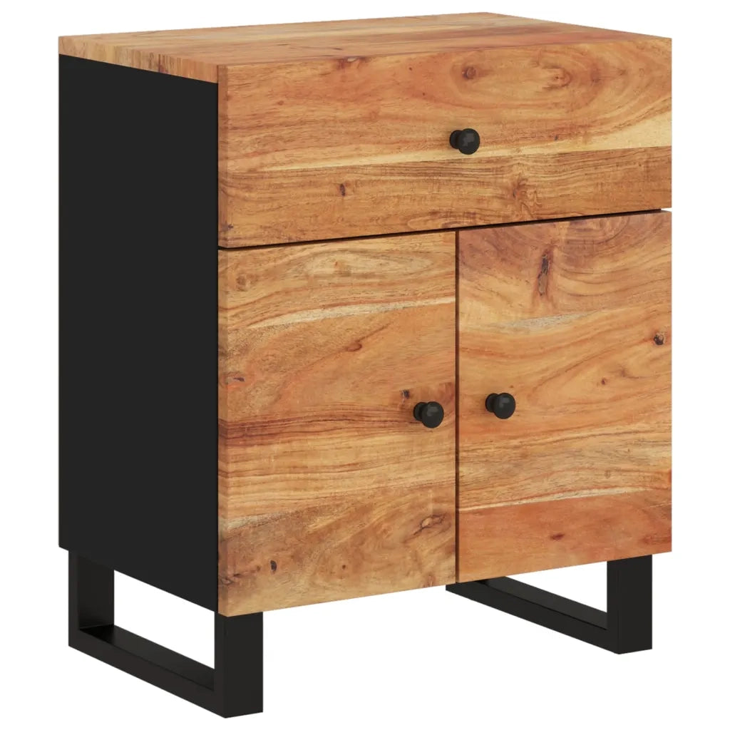 Comodino 50x33x60 cm Legno Massello Acacia e Legno Multistrato cod mxl 30289