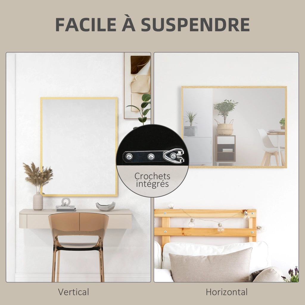 Specchio rettangolare per parete ¨C zephmum ¨C legno naturale 90x70 cm