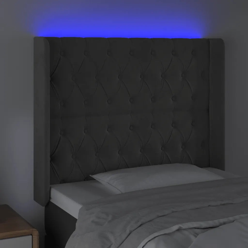 Testiera a LED Grigio Scuro 93x16x118/128 cm in Velluto 3124421