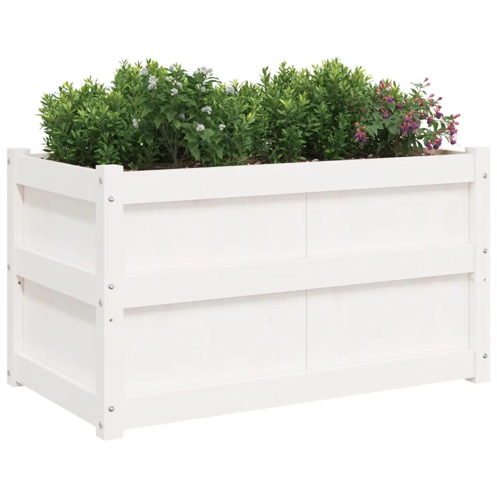 Fioriere da Giardino 2 pz Bianche in Legno Massello di Pino 837462