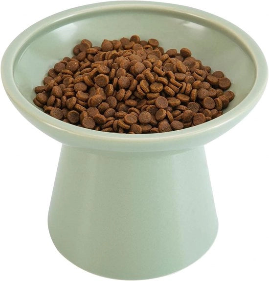 Compartimento alimentare per gatti extra ampio con ciotola alta - ciotola per alimenti per gatti in ceramica 157 cm alta - ciotola per alimenti per gatti poco profonda con ruote per ridurre lo sforzo - 127 cm