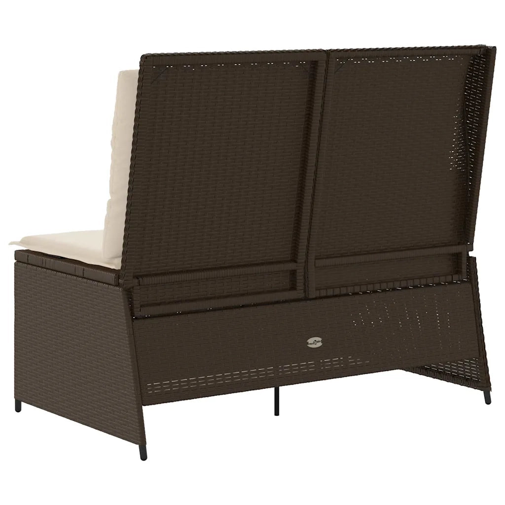 vidaXL Panchina da giardino con cuscino Marrone Poly Rattan