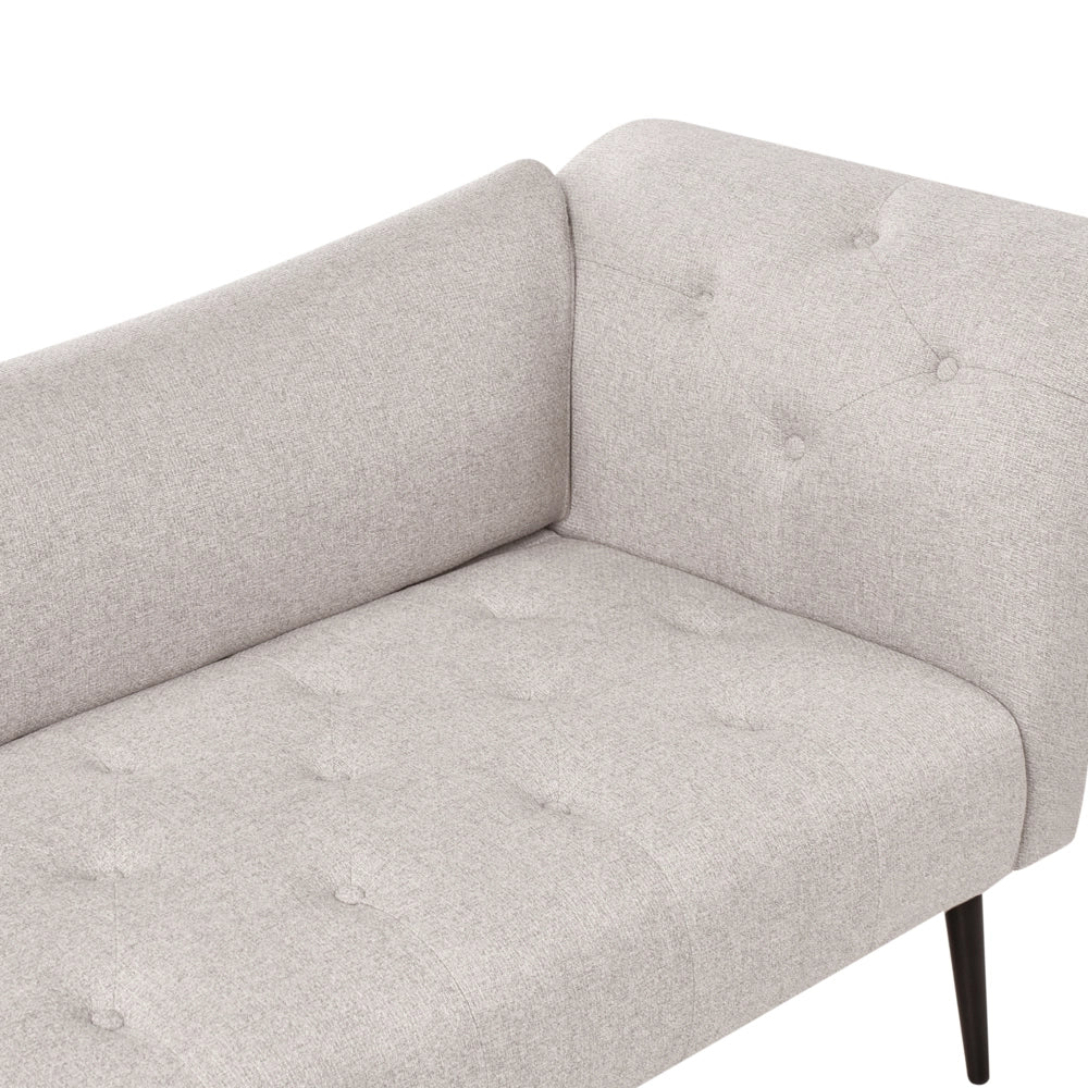 Chaise Longue in tessuto beige chiaro e Gambe con gambe in metallo dorato