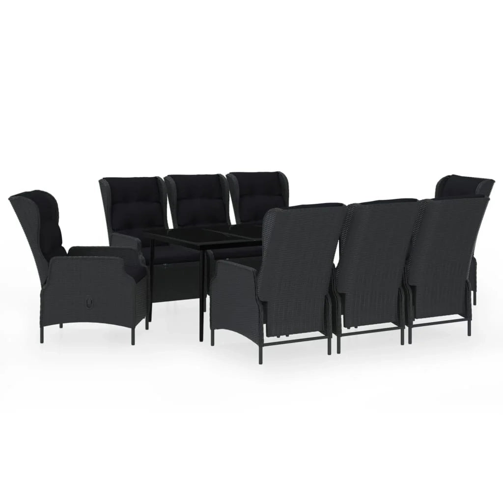 Set da pranzo da giardino per esterni da 9 pezzi mobili grigio scuro 02_0014099