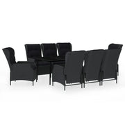 Set da pranzo da giardino per esterni da 9 pezzi mobili grigio scuro 02_0014099