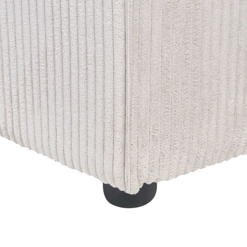 Modulo a un posto con angolo sinistro in velluto a coste beige stile moderno