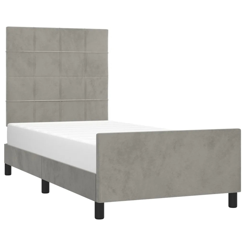 Giroletto senza Materasso-Struttura Letto Grigio Chiaro 100x200 cm Velluto 596495