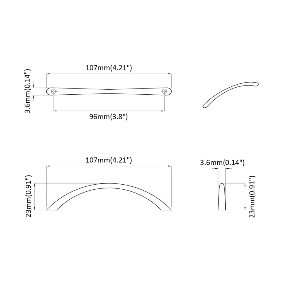 Manico 2 pz Argento 107 x 3.6 x 23 mm Acciaio inossidabile CFW5978231