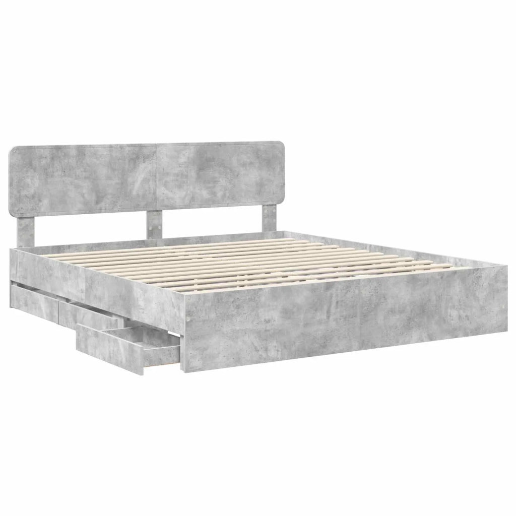 Struttura del letto con cassetto Grigio Cemento 200 x 200 cm 3412153