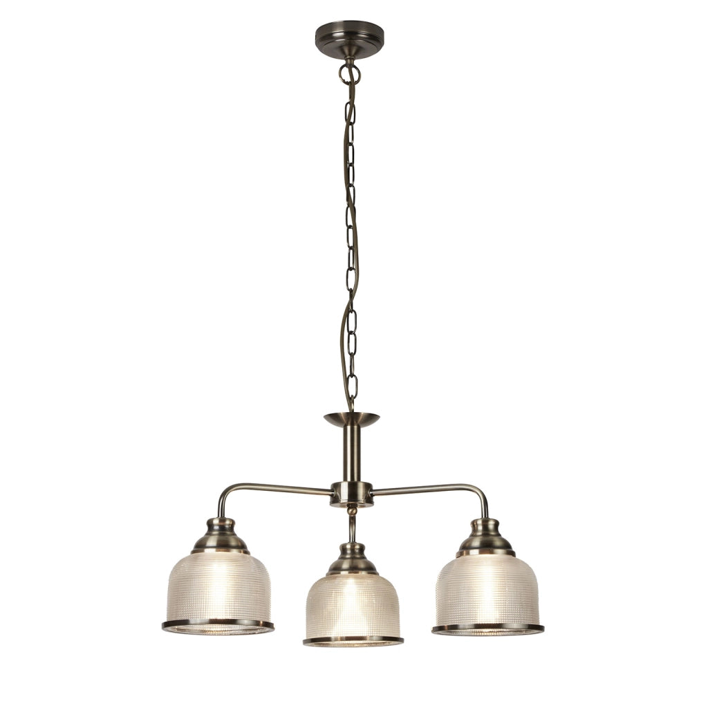 Lampadario Contemporaneo Bistrot Ii Acciaio Ottone Vetro Trasparente 3 Luci E27