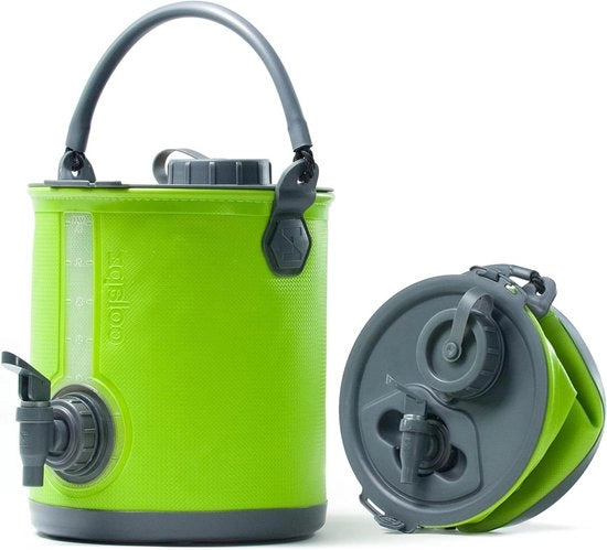 Reservatorio d'acqua pieghevole con rubinetto - Ossigenatore portatile per camper o caravan - Aspiratore pieghevole 2 in 1 verde