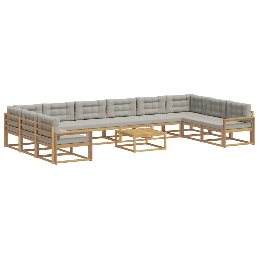 Set di divani da esterno 11 pcs Bianco e Grigio Chiaro