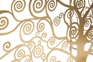 Console Albero della Vita 141,5x40,5x81,5 cm in Ferro MDF e Specchio Oro