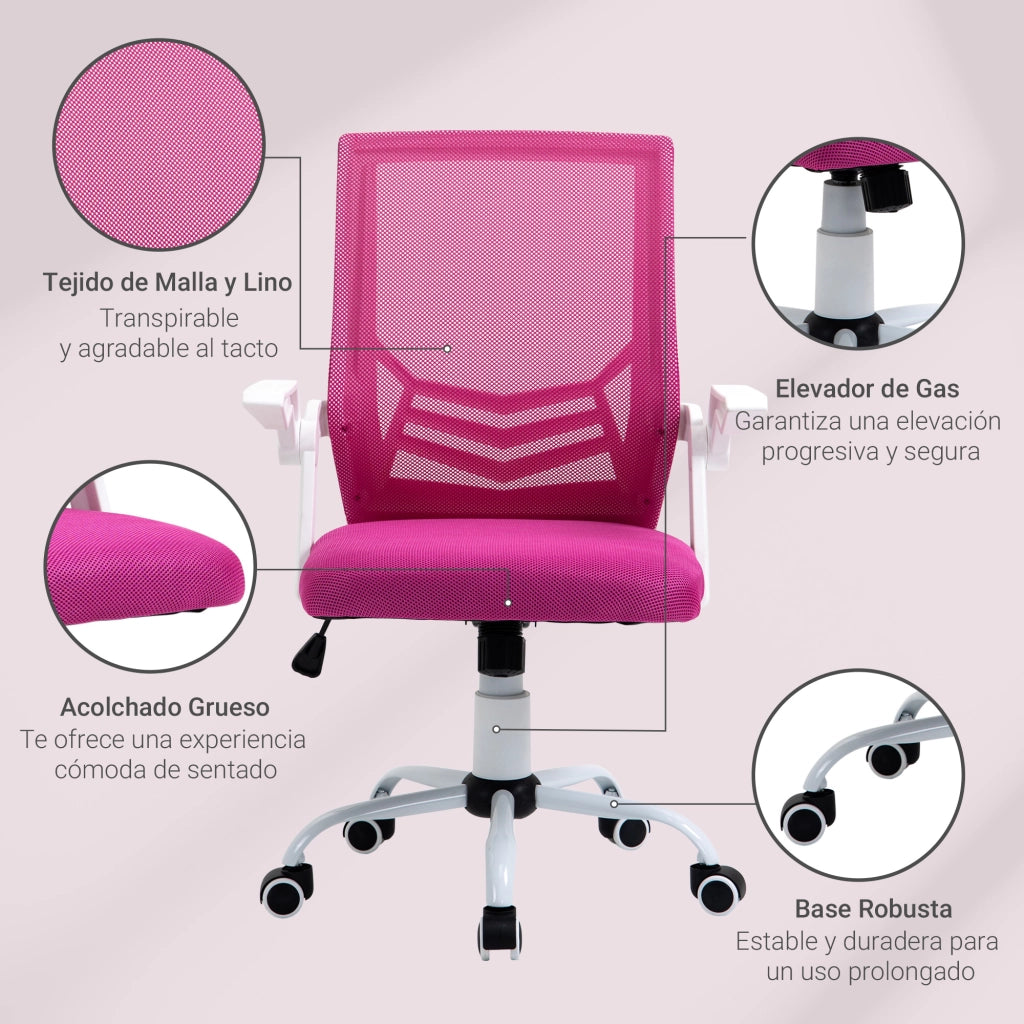 Sedia da ufficio ergonomica ¨C zephmum ¨C rosa 62.5x55x94-104 cm