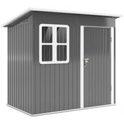 Capanno da giardino 2;55 m2; capanno da giardino con tetto a pendenza singola; 221 x 133 x 190/173 cm; capanno attrezzi con porta chiudibile a chiave; finestra; garage per biciclette; armadietto in acciaio; per giardino; giardino; grigio scuro