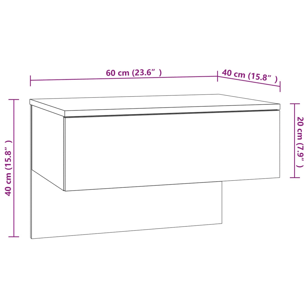 Comodini a Muro 2 pz Grigio Cemento 810944