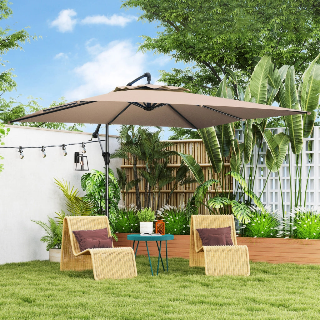 Ombrellone da Giardino 3x3 m con Base a Croce ¨C zephmum ¨C Metallo e Poliestere Color Cachi