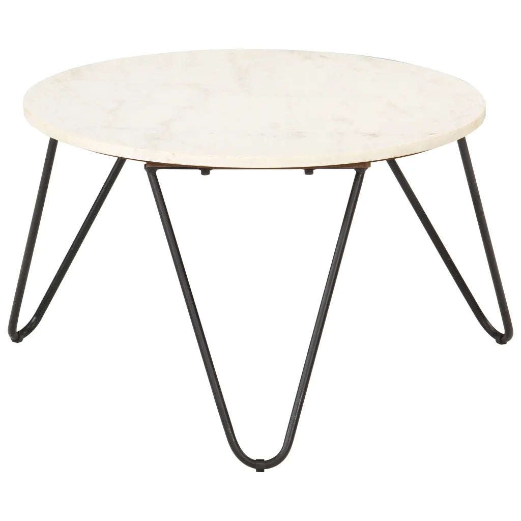 Tavolino da Salotto Bianco 65x65x42cm Pietra Vera Testura Marmo 286446