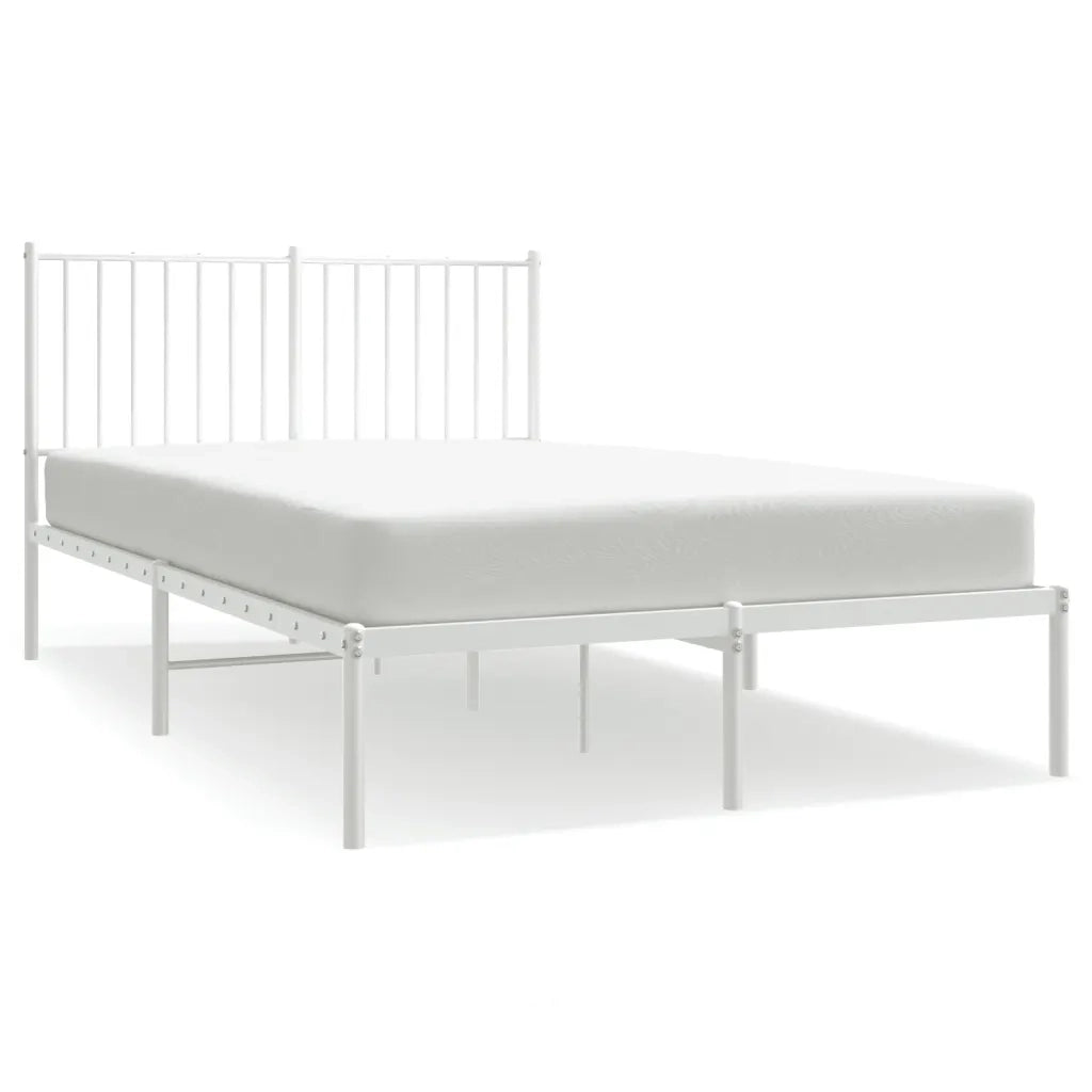 Letto matrimoniale | Letto per adulti | Giroletto con Testiera Metallo Bianco 120x190 cm