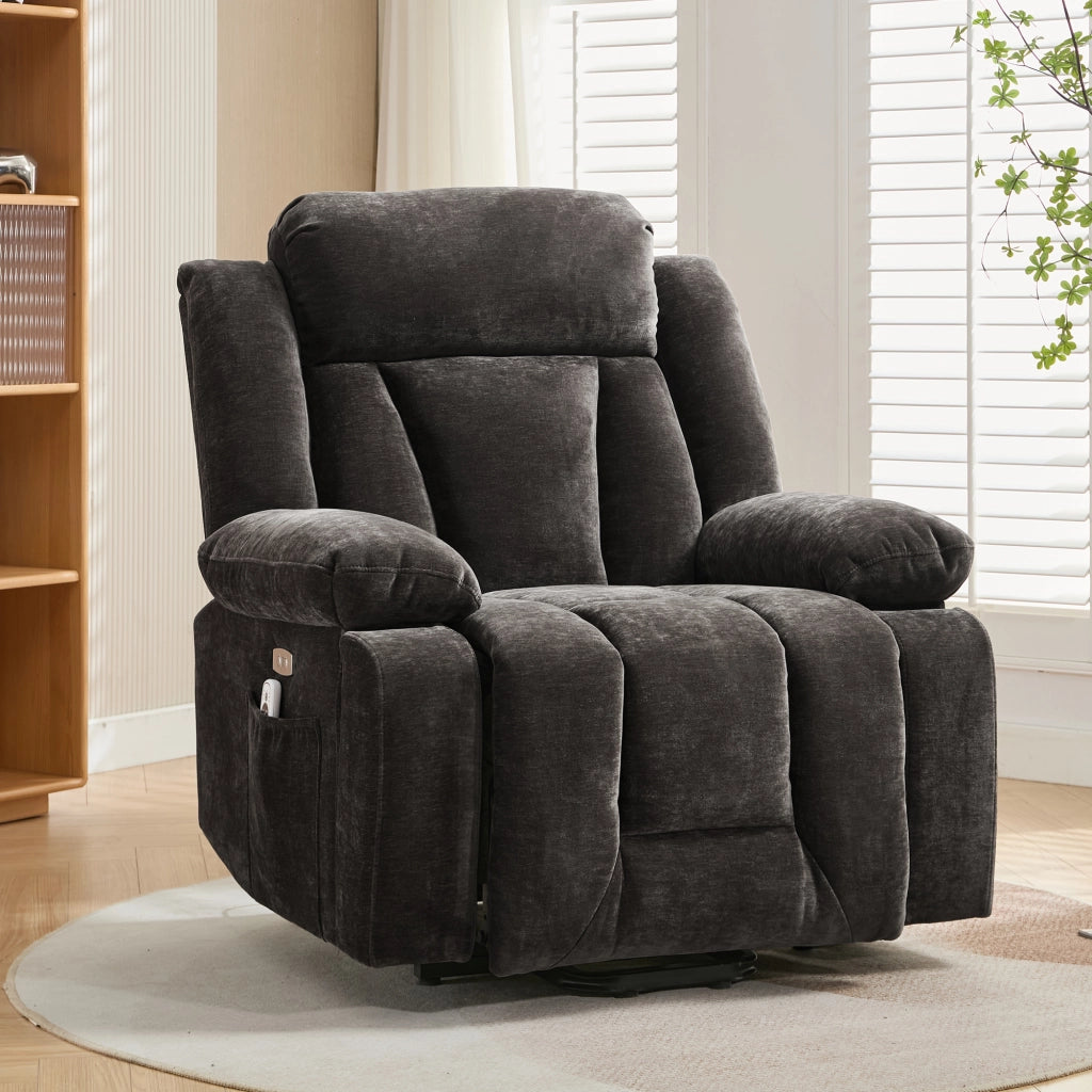 POLTRONA Relax elettrica massaggiante 95x94x107 cm Tessuto Marrone