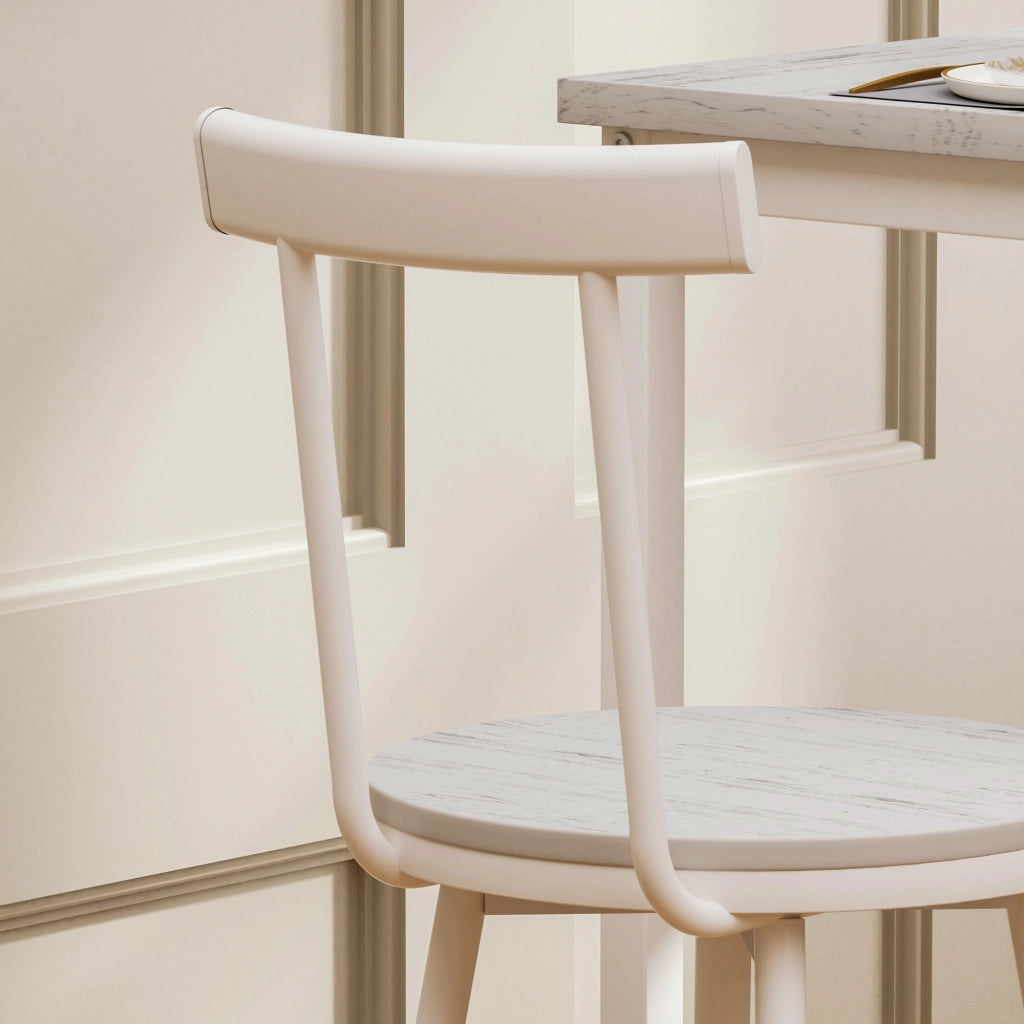 Tavolo da bar con 2 sgabelli con schienale e anello di rinforzo, per cucina e soggiorno, bianco, 60 × 60 × 92 cm
