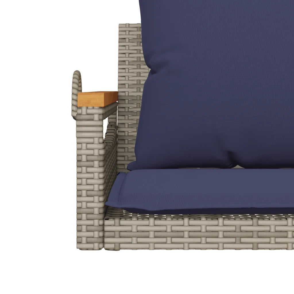 Panchina Dondolo con Cuscini Grigia 63x62x40 cm in Polyrattan 368168
