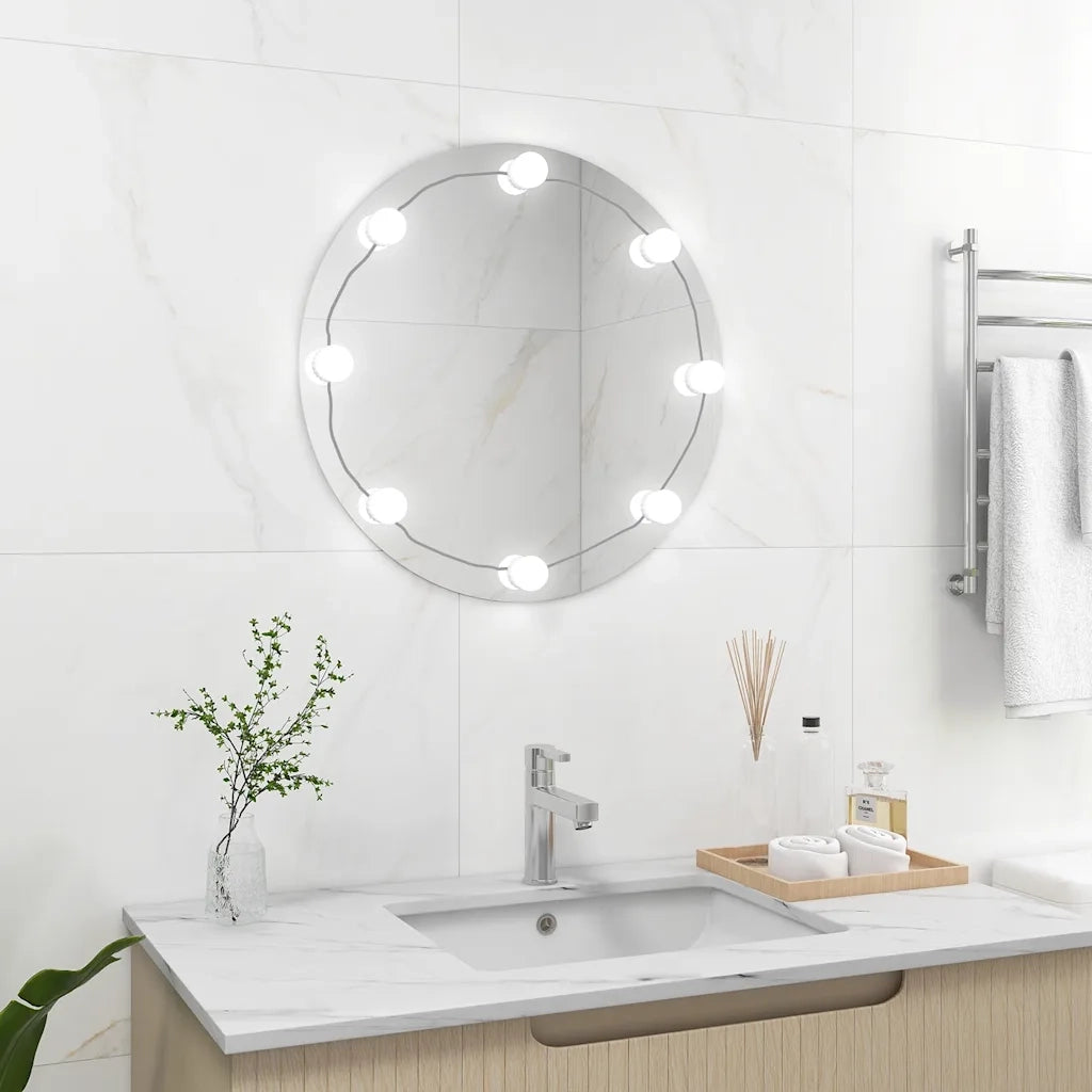 Specchio da Parete | Specchio decorativo Rotondo con Luci LED in Vetro