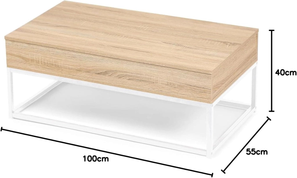 Tavolino DETROIT de design industriale legno e metallo bianco