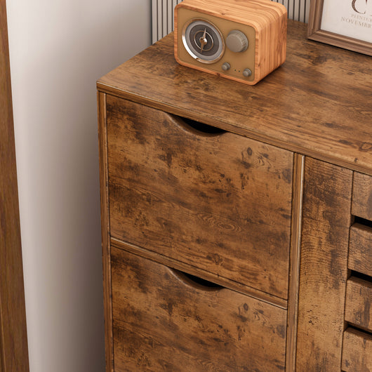 Comò in legno per soggiorno marrone scuro armadio capiente ripiani loft 3 cassetti