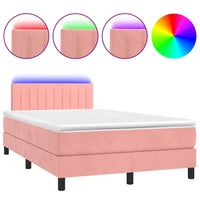 Letto a Molle con Materasso e LED Rosa 120x200 cm in Velluto 3134518