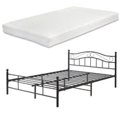 Letto Francese Florenz in Acciaio con Testiera Decorativa e Materasso 140 x 200 cm Nero [en.casa]