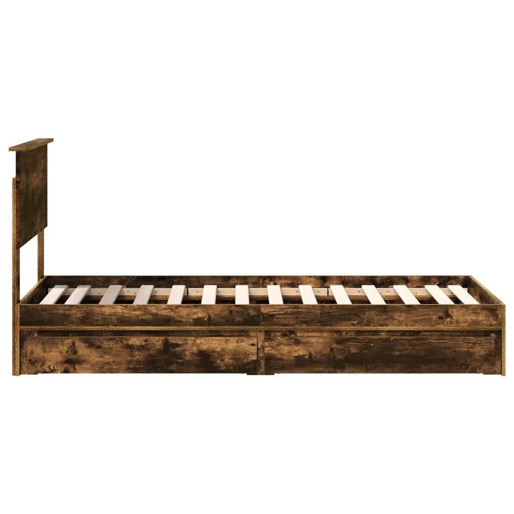 Letto con Contenitore Rovere fumé 75 x 190 cm Legno multistrato