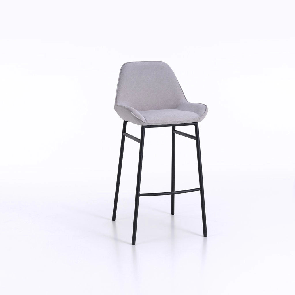 Set 2 Sgabelli 49,5x41x105 cm in Similpelle Grigio Chiaro