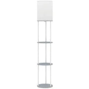 Lampada da Terra con Ripiani e Telecomando, 3 Temperature Colore, Grigio