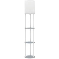 Lampada da Terra con Ripiani e Telecomando, 3 Temperature Colore, Grigio