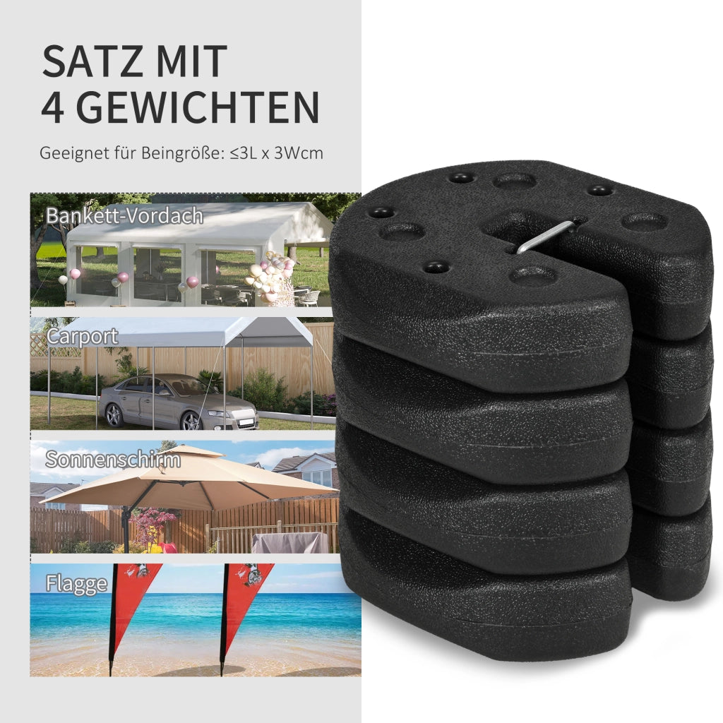 Set 4 Pesi per Gazebo 12 kg ¨C Xylo ¨C Con Perni Fissaggio e Cinghia Trasporto