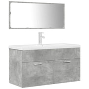 Set Mobili da Bagno | Armadio da bagno 3 pz Grigio Cemento in Legno Multistrato