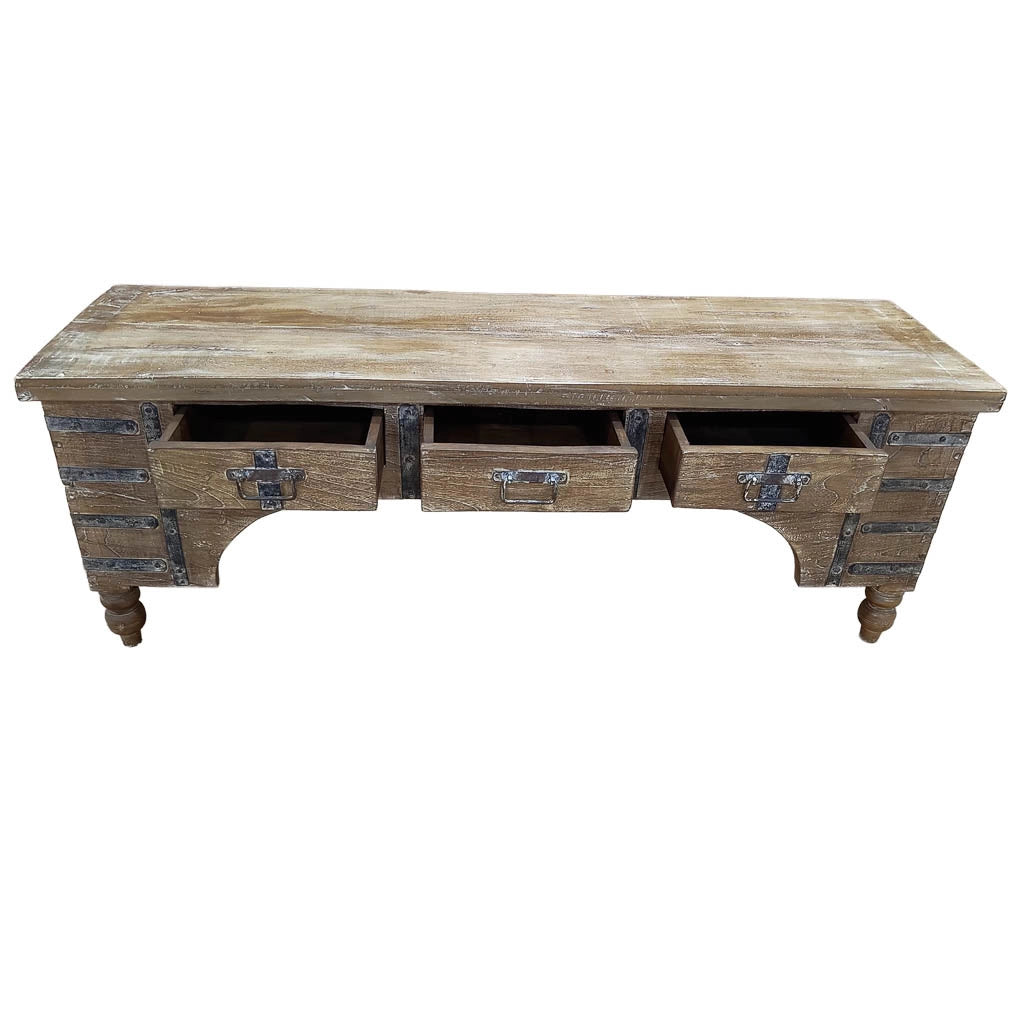 Mobile basso artigianale in legno 165-175x45x57h cm