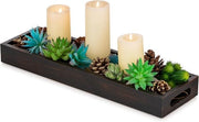 Scatola di Servizio Rustica a Forma Quadrata - Tavola di Servizio Decorativa in Legno - 1 pezzo - Nero/Bruno - Legno