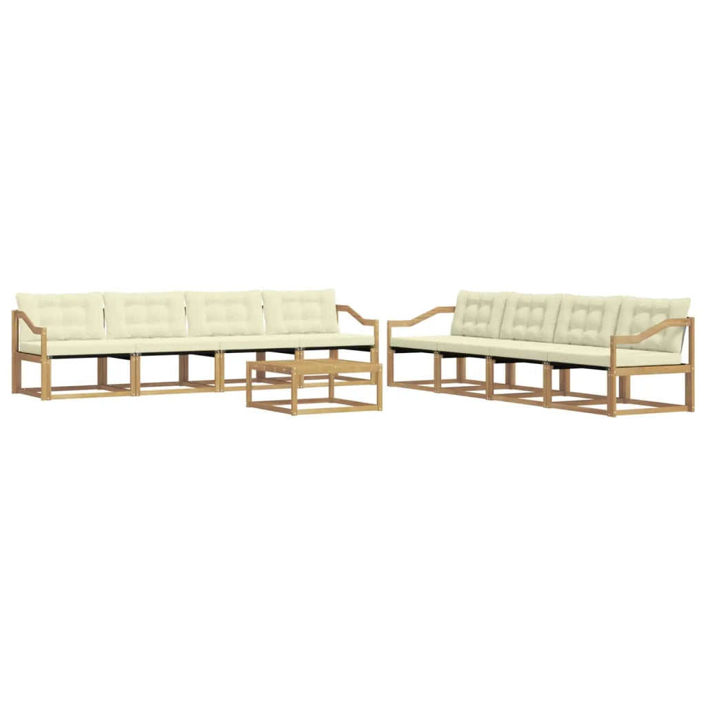 Set di divani da esterno 9 pcs Bianco e Crema 79 x 79 x 37 cm