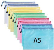 Documenti A5, 10 pezzi documenti con cerniera, borsa documenti impermeabile A5 con cerniera, borsa di plastica, borse per dossiers per scuola, ufficio, viaggi