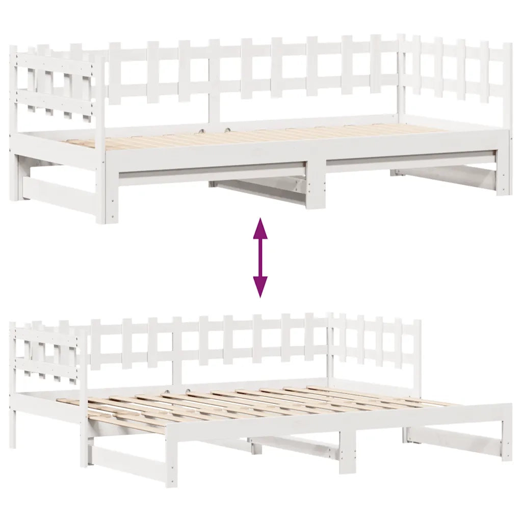 Letto singolo | Letto per adulti | Letto Estraibile con Cassetti senza Materasso Bianco 90x190 cm