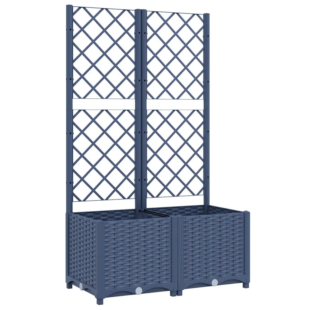 Fioriera da giardino con traliccio blu grigio 80x40x136 cm PP 318251