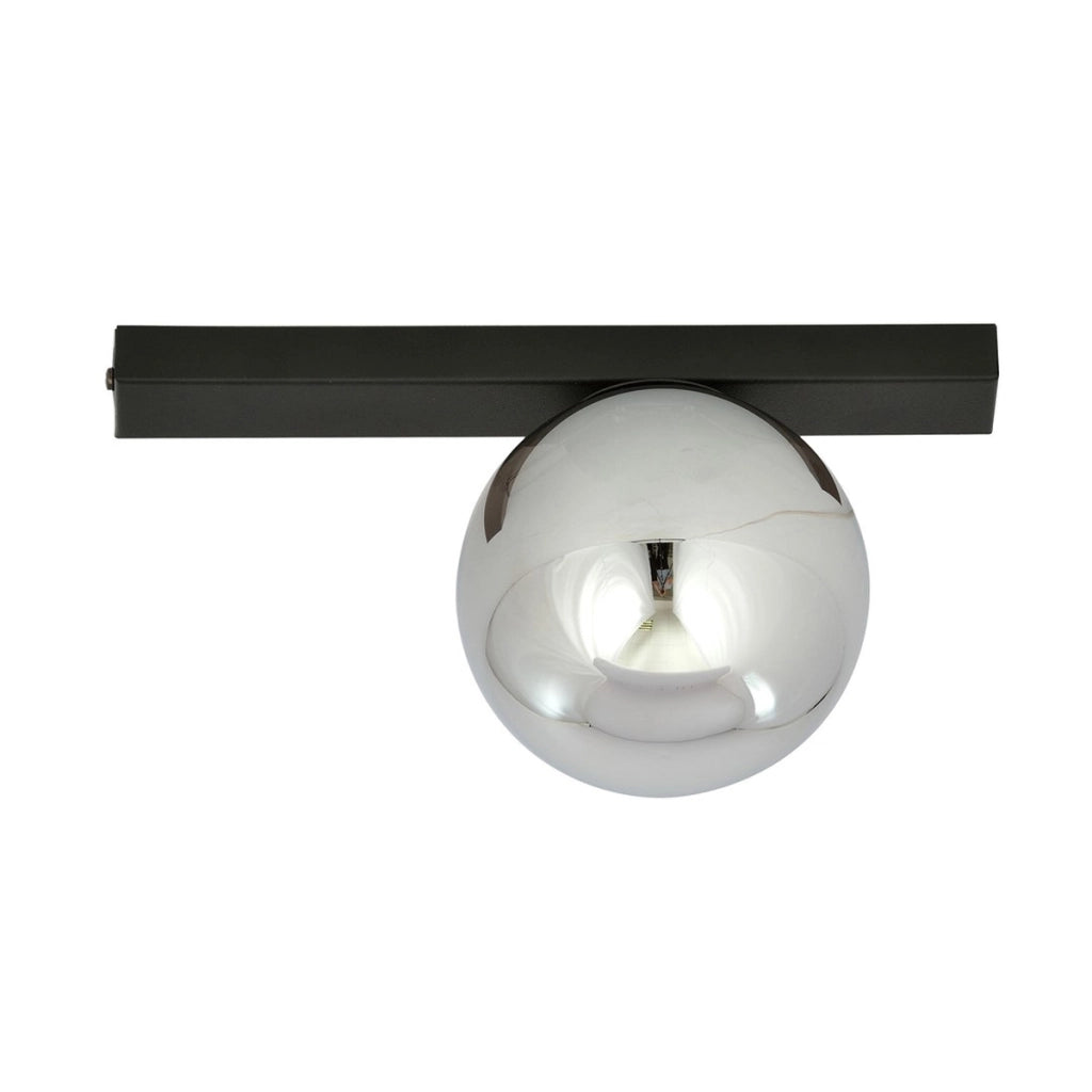 Lampada da soffitto Fit in acciaio nero opaco e vetro grafite