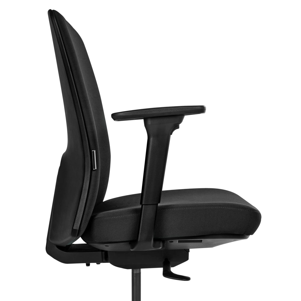 Sedia da ufficio ergonomica con schienale regolabile, seduta scorrevole, braccioli regolabili e supporto lombare nero