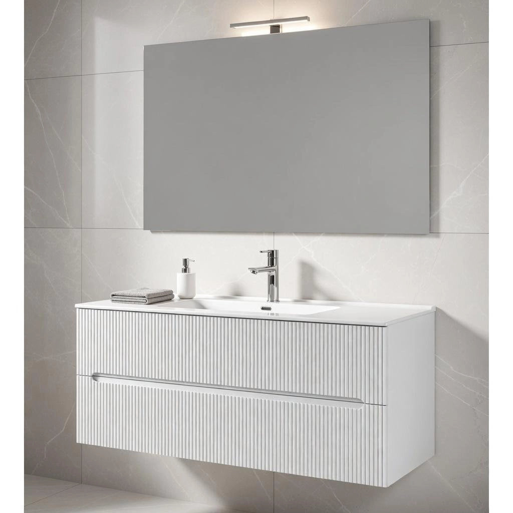Composizione mobile bagno sospeso con cassetti cm 120 cannettato mod. STICK - Bianco Opaco