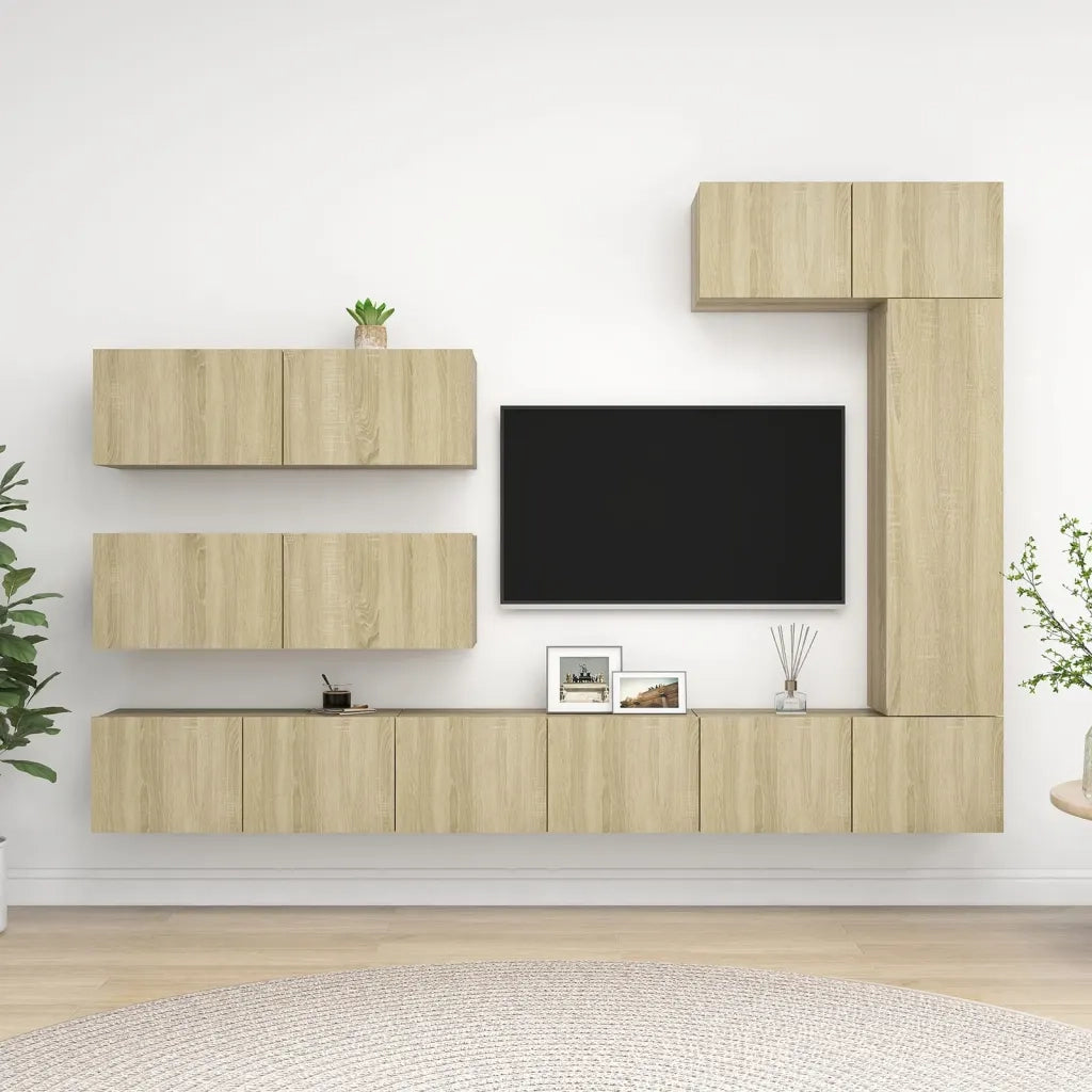 Set di Mobili TV 7 pz Rovere Sonoma in Legno Multistrato 3079032