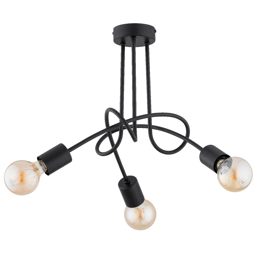 Plafoniera loft nera in metallo DISEL Alfa 3xE27 15W